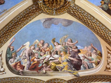 İtalya, Napoli, 13 Ekim 2017. Certosa, San Martino, yıl 1325, anıtsal dini kompleks. İç Odalar fresk.