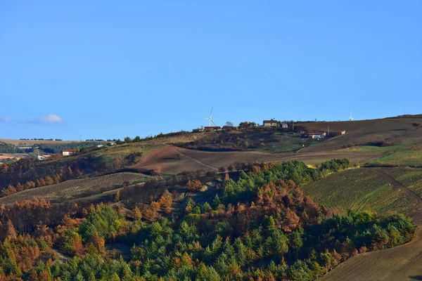 Italia Panorama Delle Zone Collinari Coltivate Tipiche Delle Montagne Dell — Foto Stock