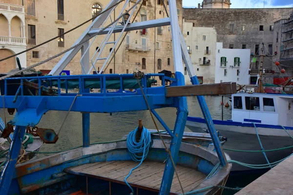 Italia Puglia Monopoli Barche Pesca Ormeggiate Nel Porto Dettaglio — Foto Stock