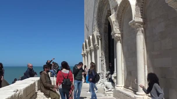 Talya Puglia Trani Katedrali Messenger Anıtı Unesco Kültür Barış Apulia — Stok video