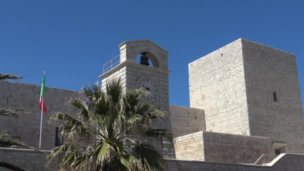 Italië Puglia Trani Zwabisch Kasteel Gebouwd 1233 Onder Het Bewind — Stockvideo