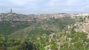 İtalya, Matera, Matera, taşlar UNESCO tarafından şehir ve gravina Panoraması.