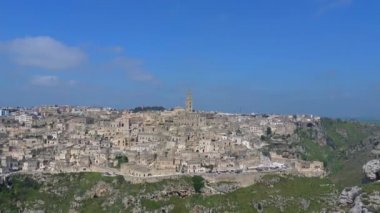 İtalya, Matera, Matera, taşlar UNESCO tarafından şehir panoraması. Yakınlaştırma