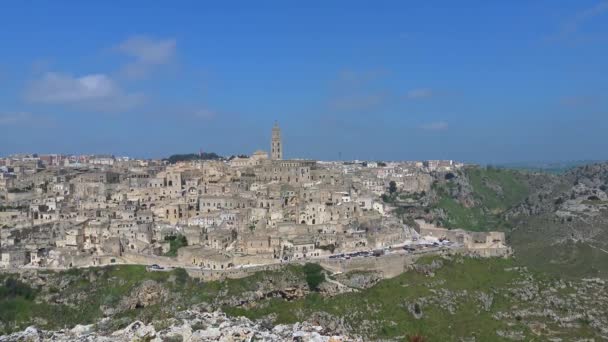 Itália Matera Pedras Matera Site Unesco Panorama Cidade — Vídeo de Stock