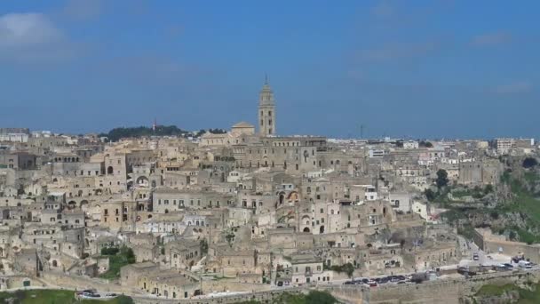 Itálie Matera Kameny Matera Seznamu Unesco Panorama Města — Stock video