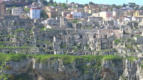Itálie Matera Kameny Matera Seznamu Unesco Panorama Města — Stock video