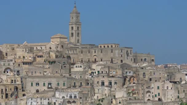 Italien Matera Steine Von Matera Unesco Stätte Stadtpanorama — Stockvideo