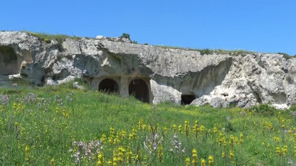 Italia Matera Piedras Matera Sitio Unesco Panorama Cuevas Rocosas Sec — Vídeos de Stock