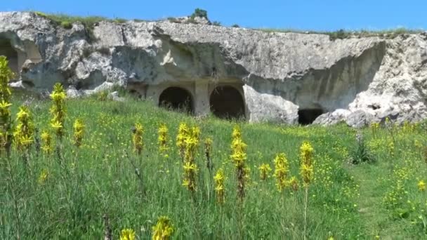 イタリア マテーラ ユネスコのサイト 岩の洞窟のパノラマ マテーラの石 — ストック動画