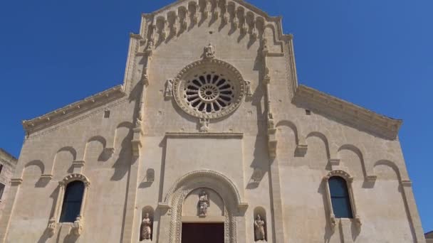 Italië Matera Stenen Van Matera Unesco Site Gevel Van Kathedraal — Stockvideo