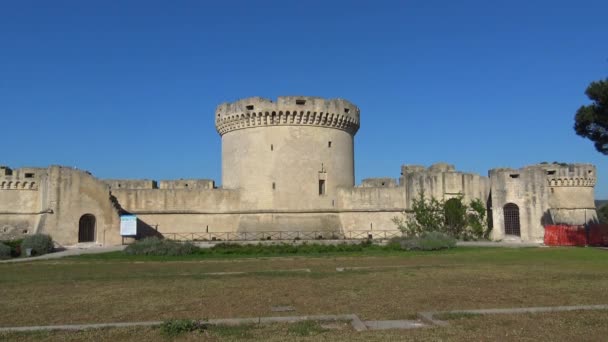 Włochy Matera Kamienie Matera Wpisanego Listę Unesco Zamek Aragoński — Wideo stockowe