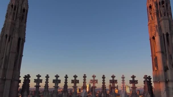 Itália Milão Fevereiro 2020 Vista Detalhes Telhado Duomo Antes Chegada — Vídeo de Stock