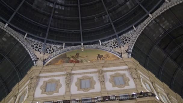 Italy Milan February 2020 Details Ceiling Frescoes Large Gallery — 비디오