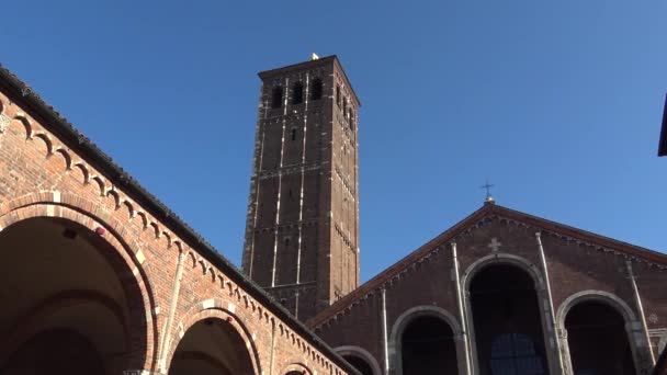 Italia Milano Febbraio 2020 Veduta Dettagli Della Cattedrale Santo Ambrogio — Video Stock