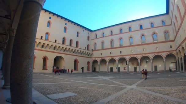 Itália Milão Fevereiro 2020 Vista Detalhes Interior Castelo Sforzesco Antes — Vídeo de Stock