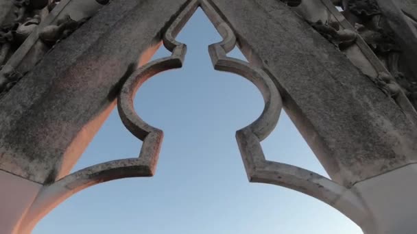 Włochy Mediolan Lutego 2020 Widok Szczegóły Dachu Duomo Przed Przyjazdem — Wideo stockowe