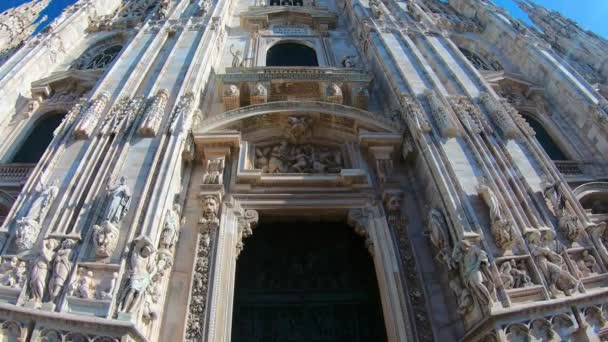 Italia Milán Febrero 2020 Vista Del Duomo Los Turistas Antes — Vídeos de Stock