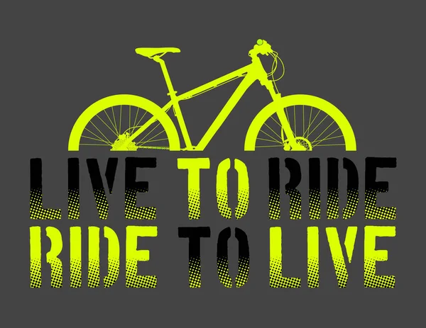 Green Mountain Bike Bycicle Con Live Ride Ride Live Sentence — Vettoriale Stock