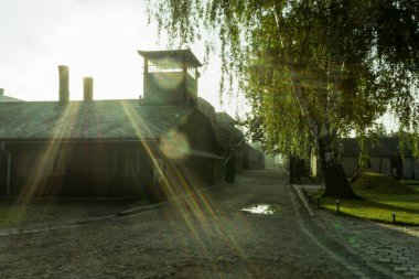 Auschwitz - Birkenau kurbanları Auschwitz II 'nin ana kapısı Nazi toplama kampı