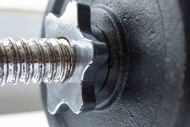 Demir çubuk ve ahmaklar için makro fotoğrafçılık. Fitness, spor ve sağlıklı yaşam için ideal..