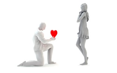 3D çizgi film karakteri - aşık adam