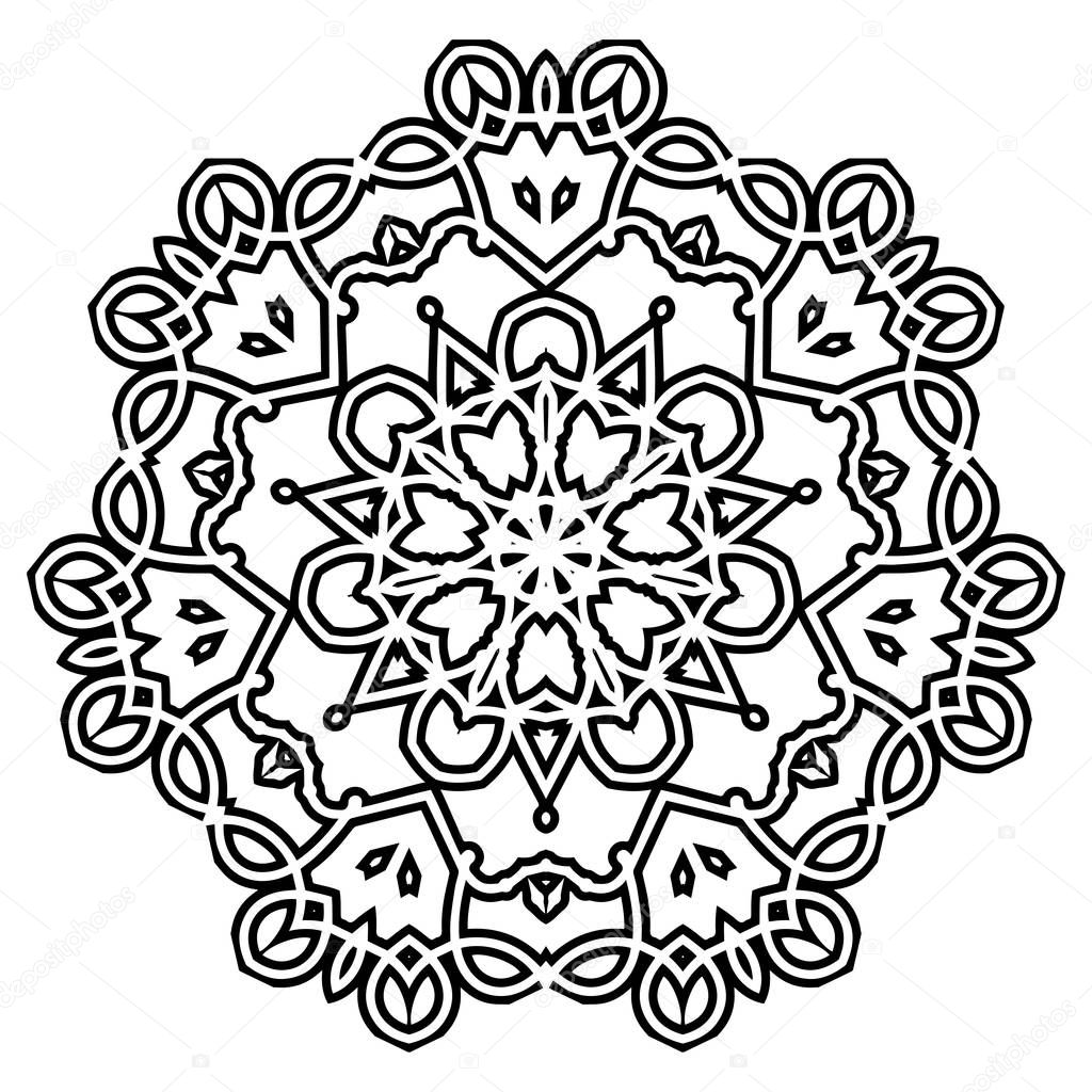 Ornament black white card with mandala.