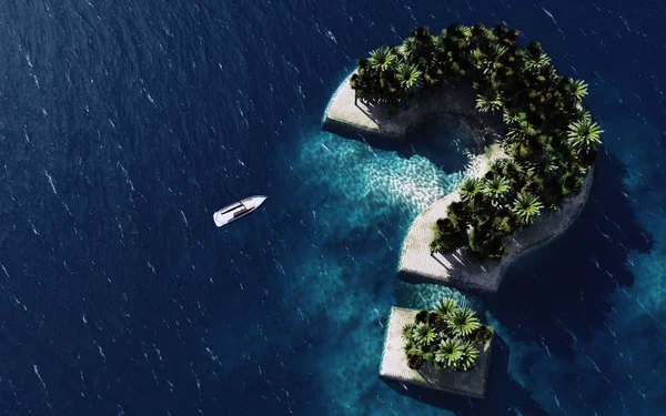 3D-rendering van vraag teken gevormd eiland — Stockfoto