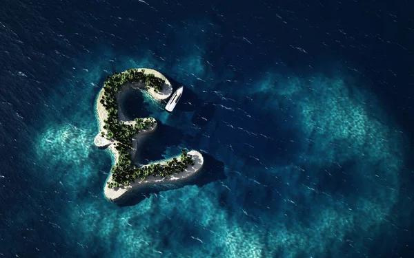 Île tropicale sous la forme du symbole de la livre sterling — Photo