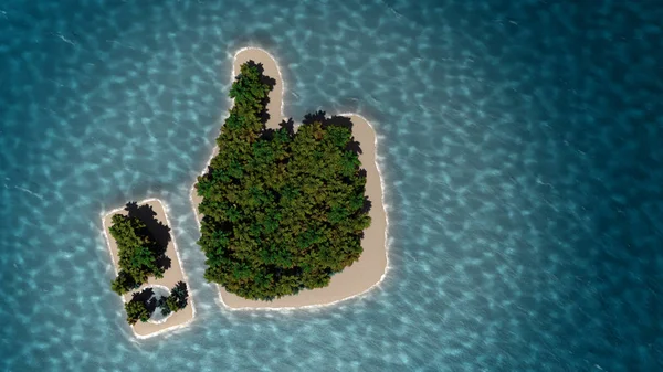 Isola tropicale in forma di pollice in su — Foto Stock