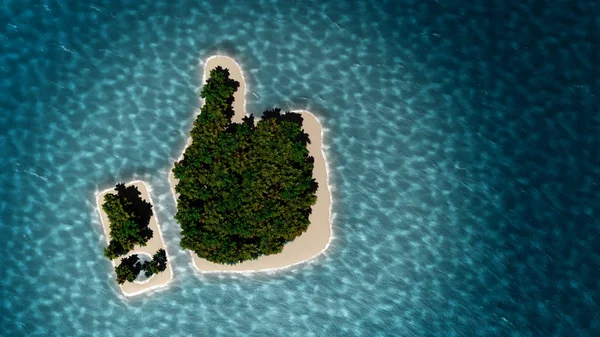 Isola tropicale in forma di pollice in su — Foto Stock