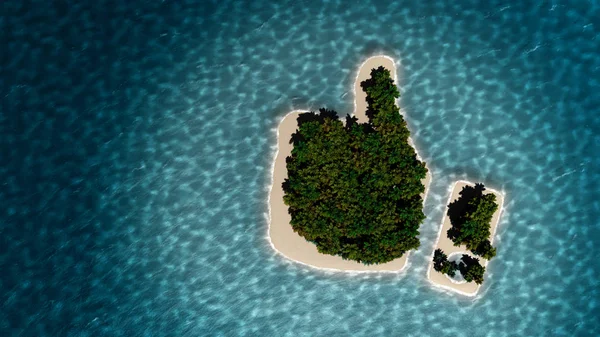 Ilha tropical na forma de polegar para cima — Fotografia de Stock