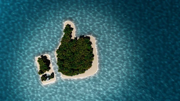 Isola tropicale in forma di pollice in su — Foto Stock