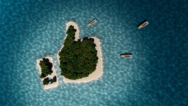 Île tropicale en forme de pouce vers le haut — Photo