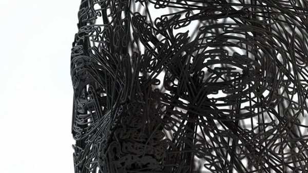 Ansiktportrett. Trådstykkehode av 3D – stockfoto