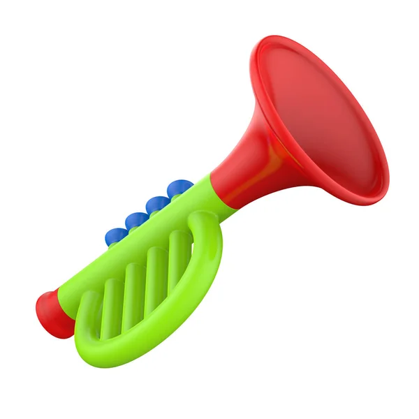 Toy trumpet isolated on a white background. 3d illustration. — Stock Photo, Image