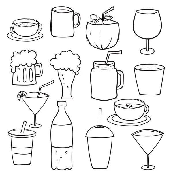İçecekler, çeşitli basit çizimler el çekilmiş. 