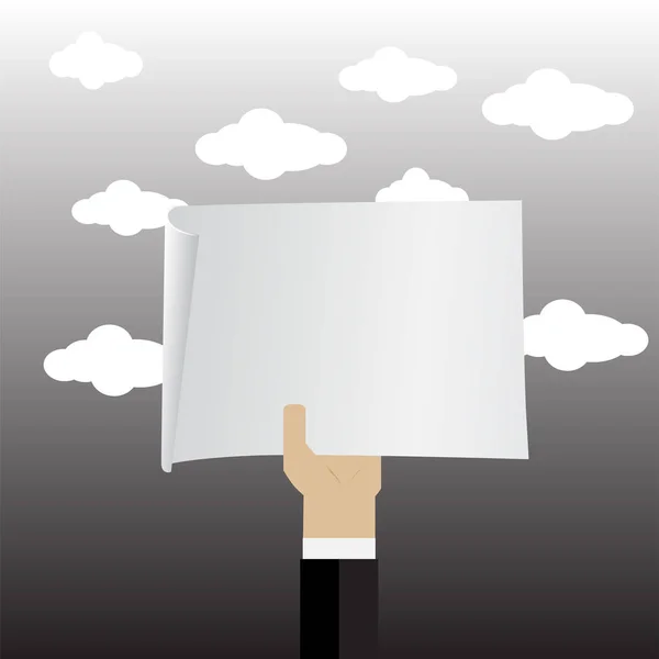 Bir kağıt sayfası holding iş adamı. Vektör çizim