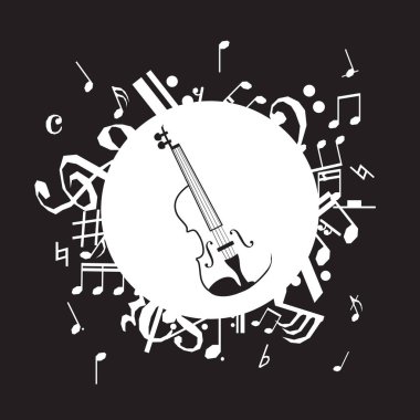 Siyah arkaplanda klasik kemanın vektör illüstrasyonu