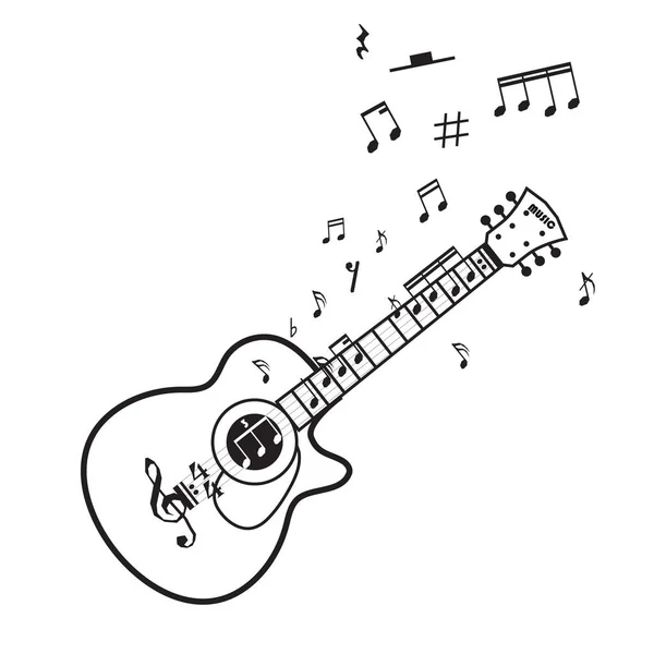 Ilustración Vectorial Guitarra Vintage Sobre Fondo Blanco — Vector de stock