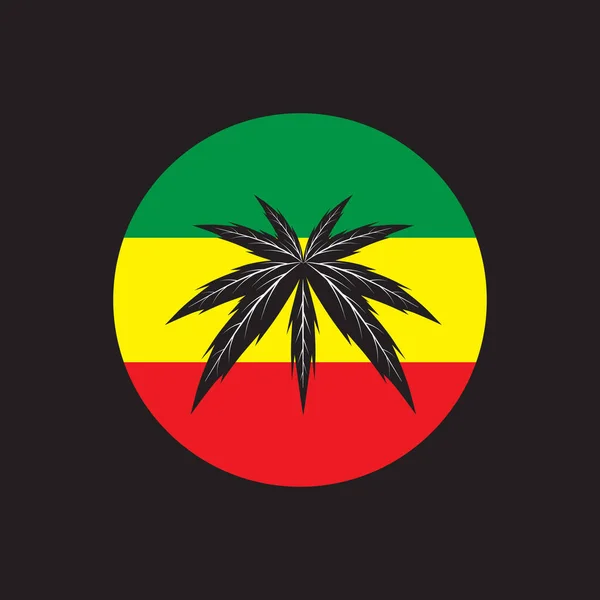 Instrumento Musical Reggae Elementos Rastafari Sobre Fondo Negro — Vector de stock