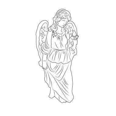 Beyaz arka planda çizgi sanatı olan kadın heykelinin vektör çizimi