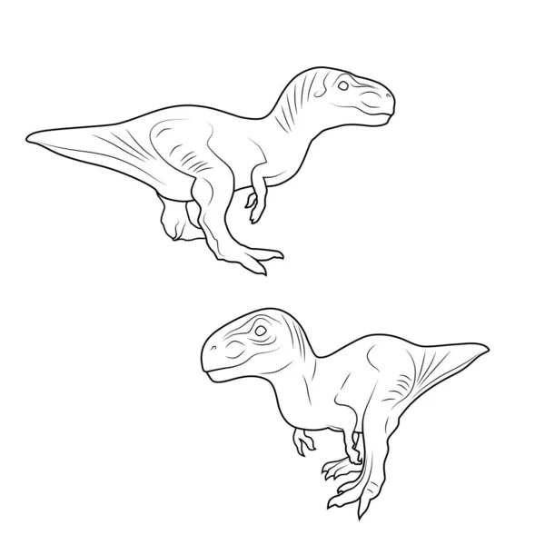 Ilustración Vectorial Dibujos Animados Dinosaurios Con Arte Línea Sobre Fondo — Vector de stock