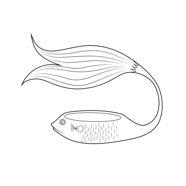 Ilustração Vetorial Desenho Peixes Com Arte Linha Sobre Fundo Branco —  Vetores de Stock