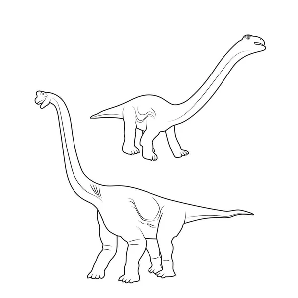 Vektorová Ilustrace Kresby Dinosaurů Liniovou Kresbou Bílém Pozadí — Stockový vektor