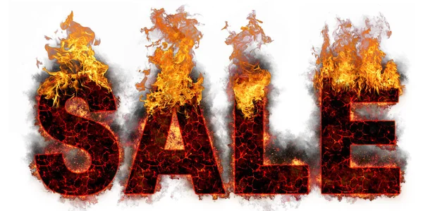 Stock Illustration - Retail SALE artwork with a fire effect. 3D Illustration, White Background. — Stock Photo, Image