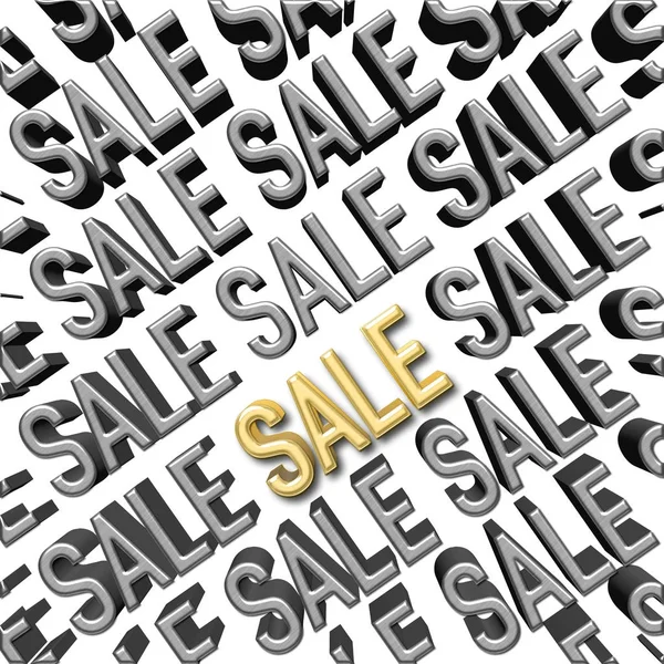 Lager Illustration - stål försäljning, guld försäljning, 3d Illustration, vit bakgrund. — Stockfoto