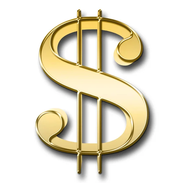 İllüstrasyon - altın bize dolar işareti, stok beyaz arka plan karşı izole. 3D.