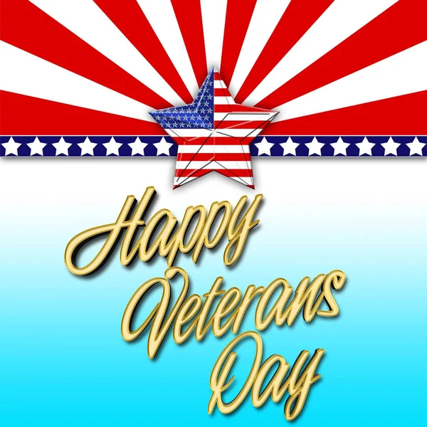 Stock Illustration - Happy Veterans Day, 3D Illustration, Honoring all who served, American holiday template.