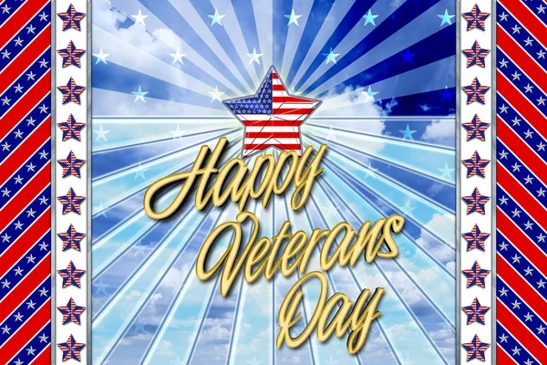 Stock Illustration - Happy Veterans Day, 3D Illustration, Honoring all who served, American holiday template.