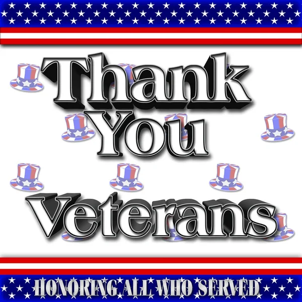 Stock Illustration - Thank you Veterans, 3D Illustration, Honoring all who served, American holiday template.